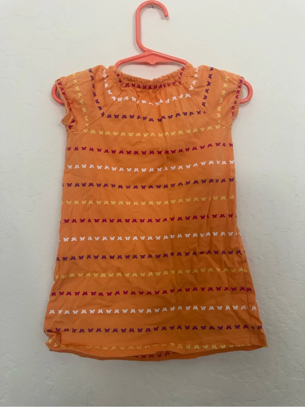 Orange Girl's Striped Flutter Sleeve Dress